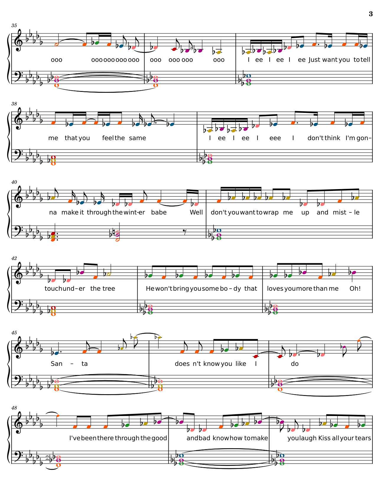 Page 3 of the piano sheet music PDF – Santa Doesn