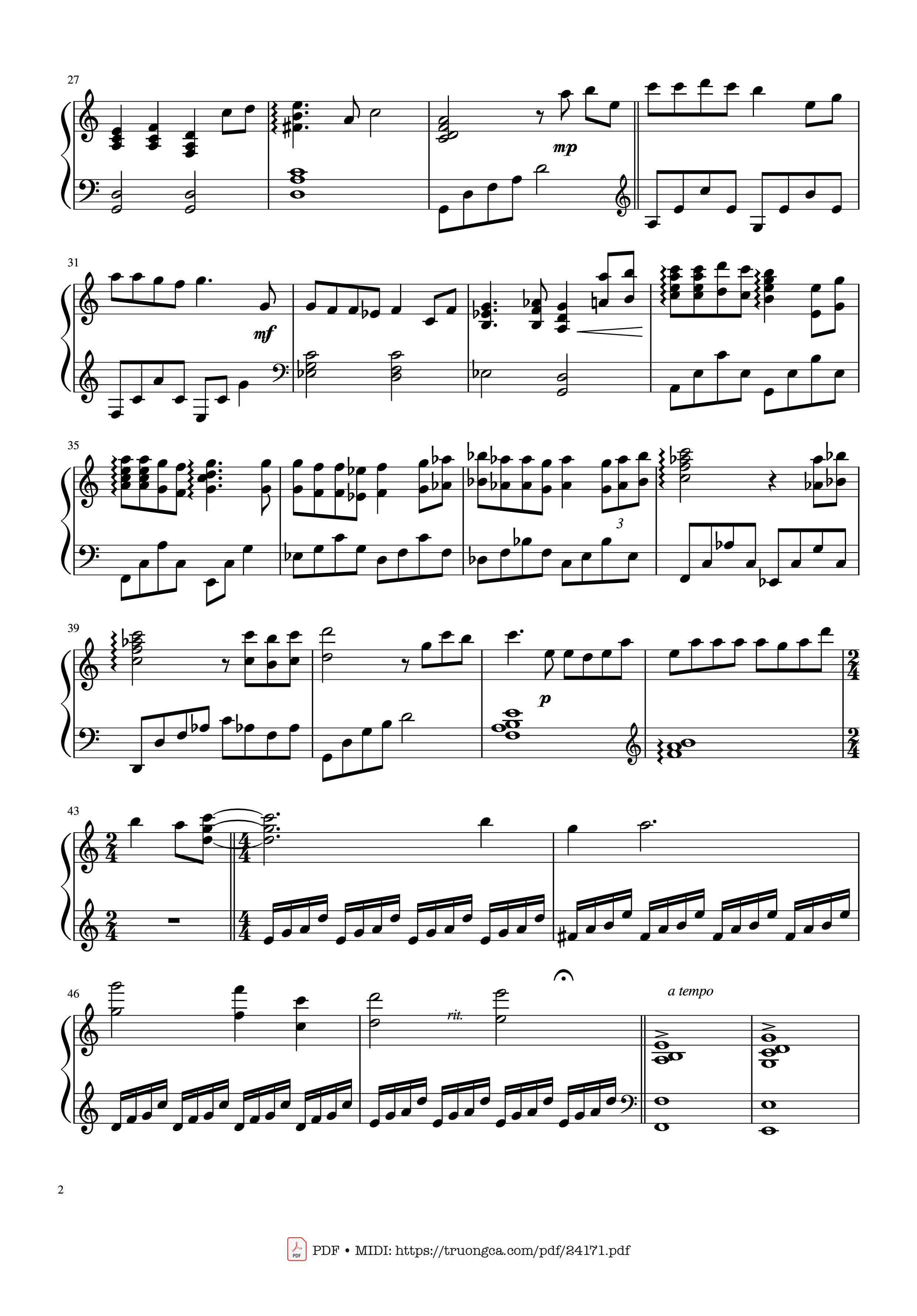 Page 2 of the piano sheet music PDF – 久石譲 あの夏へ One Summer