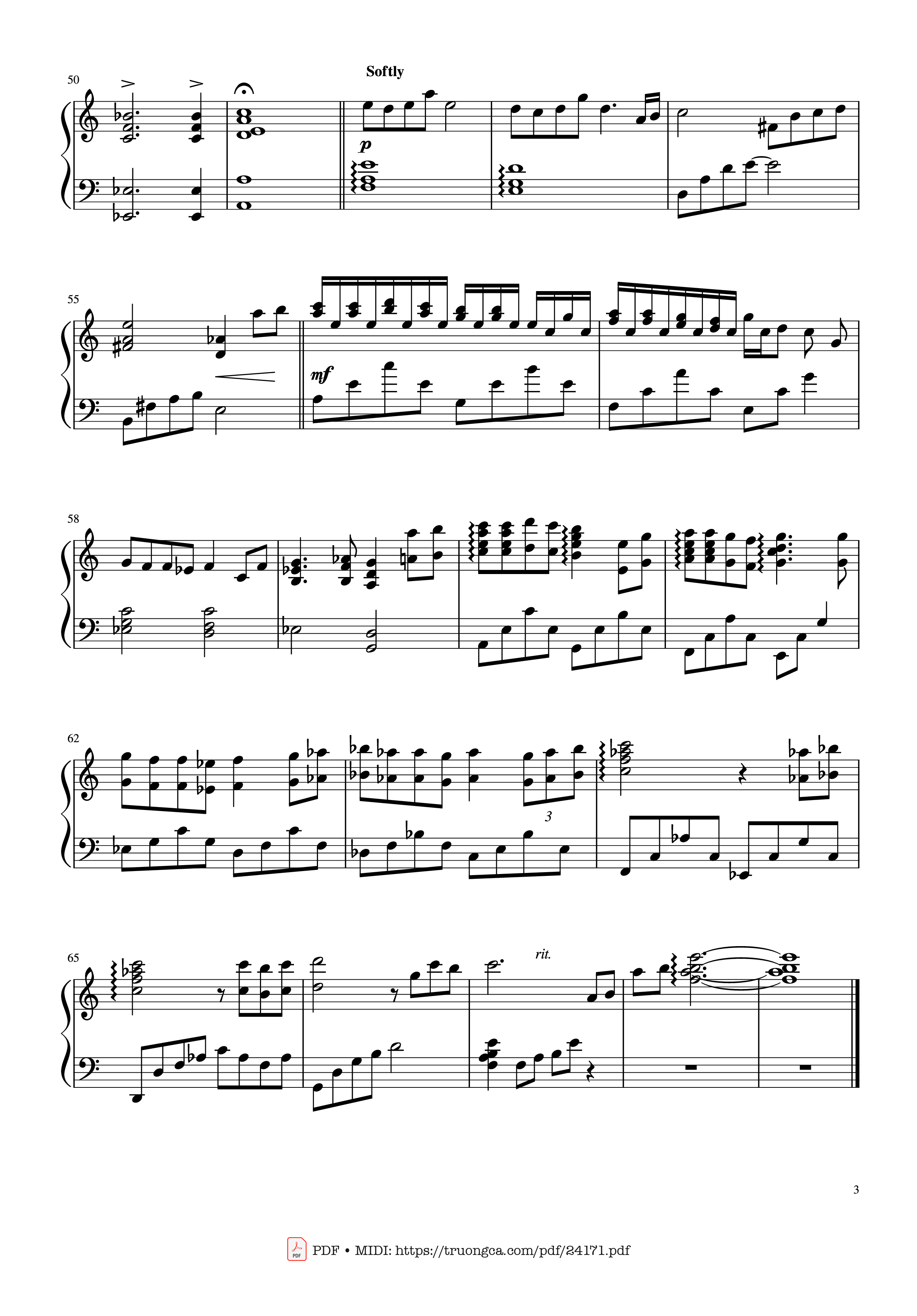 Page 3 of the piano sheet music PDF – 久石譲 あの夏へ One Summer