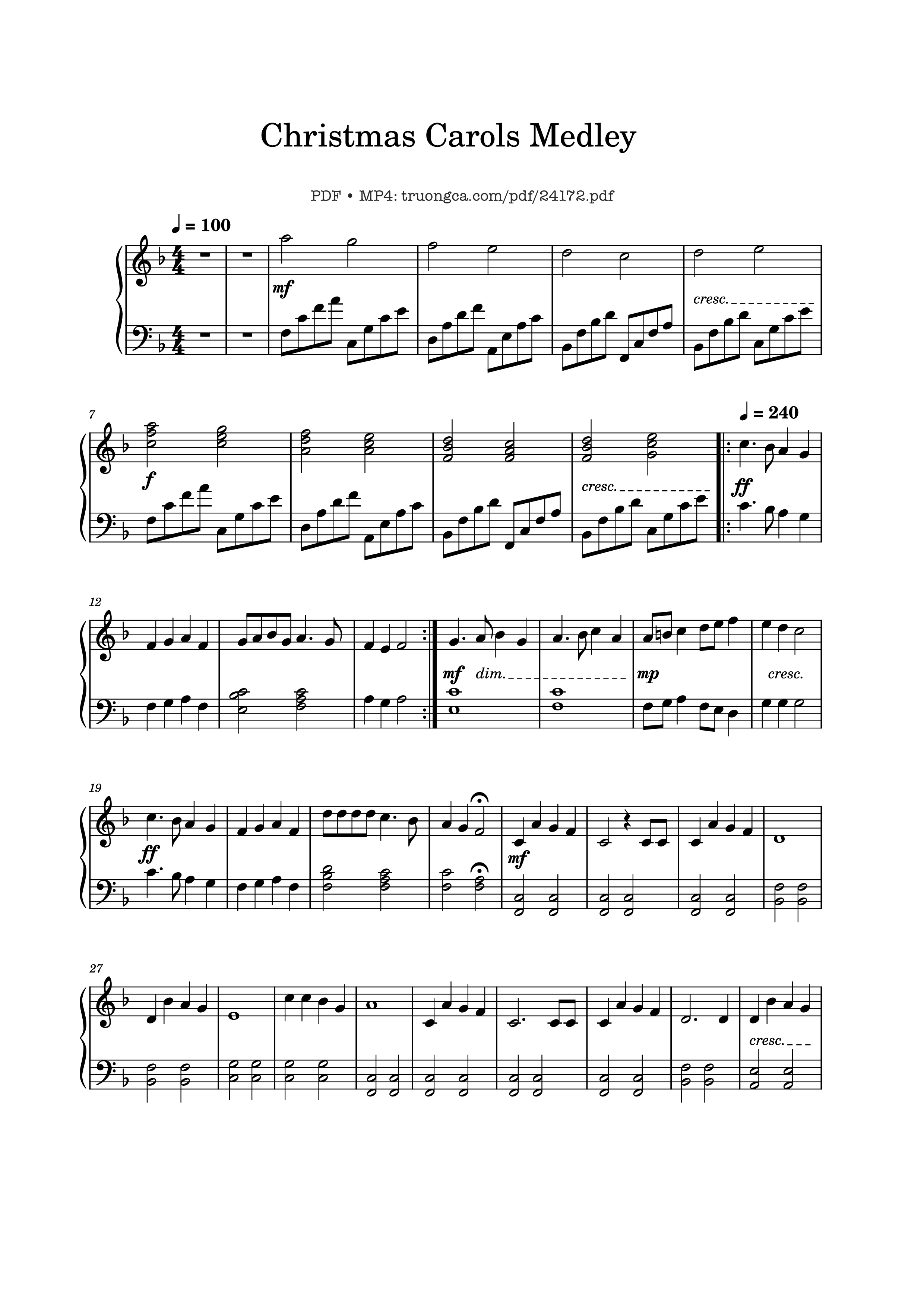 Page 1 of the piano sheet music PDF Piano – Christmas Carols Medley Sheet Piano Easy by Classical Hero