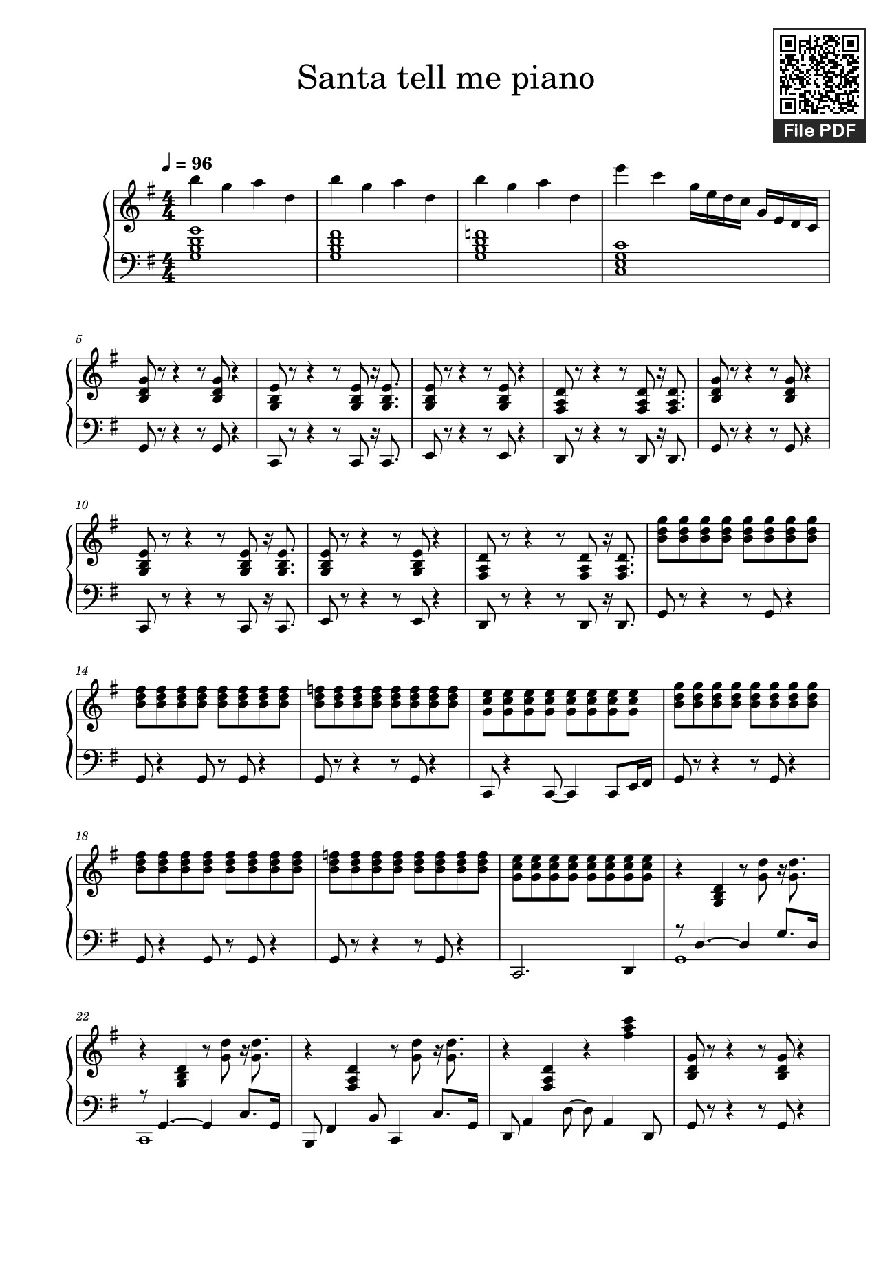 Page 1 of the piano sheet music PDF – Santa tell me piano by Do wm