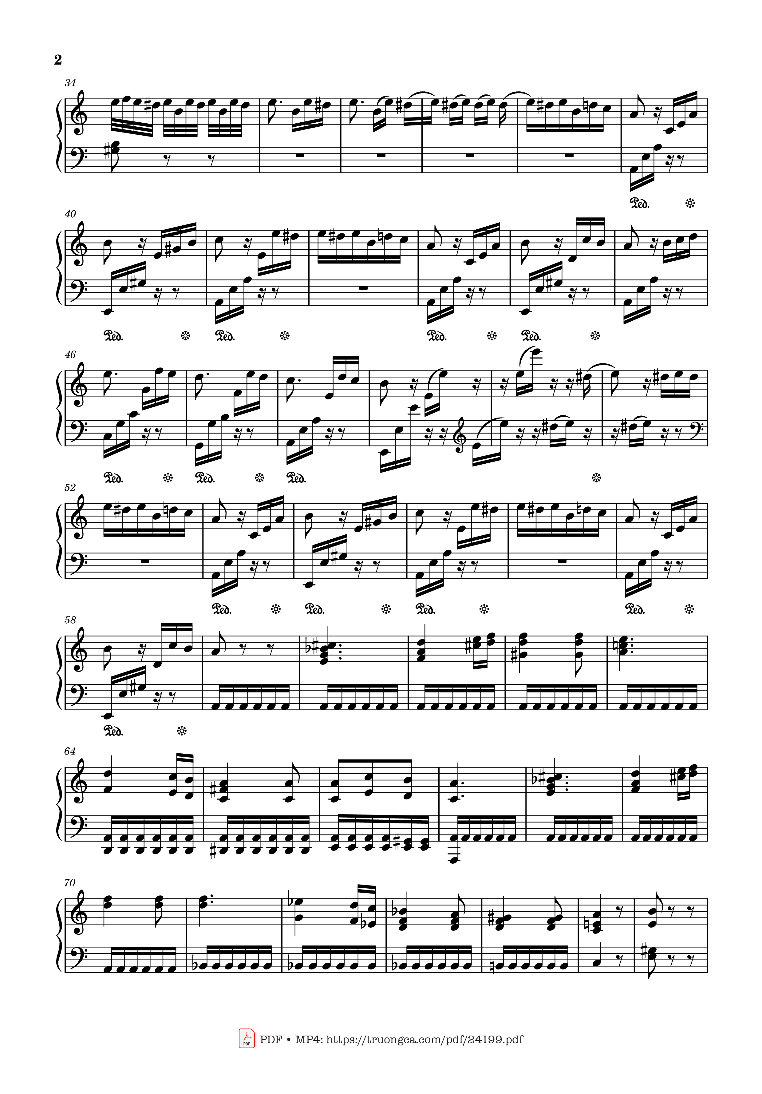 Page 2 of the piano sheet music PDF – Für Elise in A Minor Sheet Piano by Ludwig van Beethoven