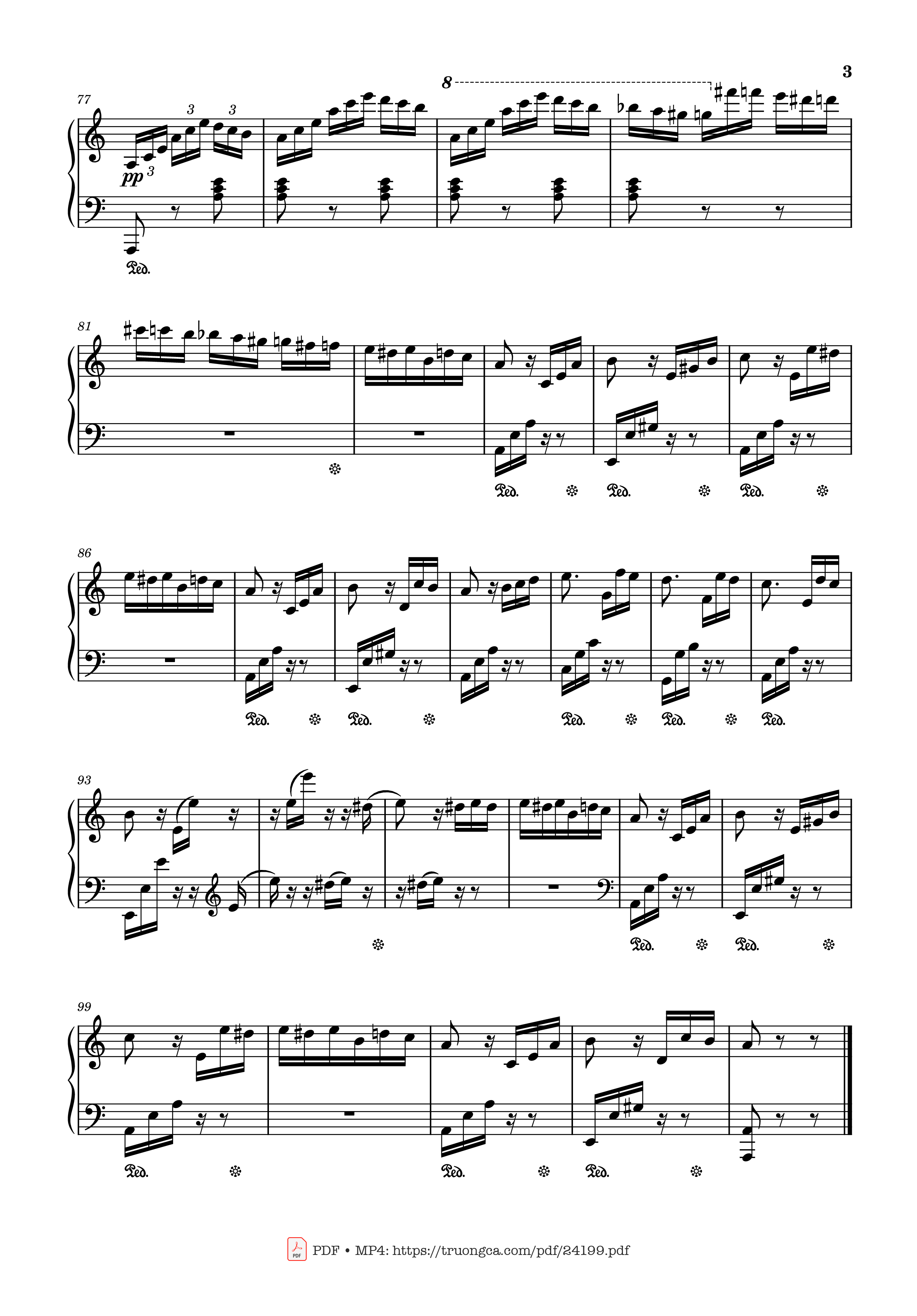 Page 3 of the piano sheet music PDF – Für Elise in A Minor Sheet Piano by Ludwig van Beethoven