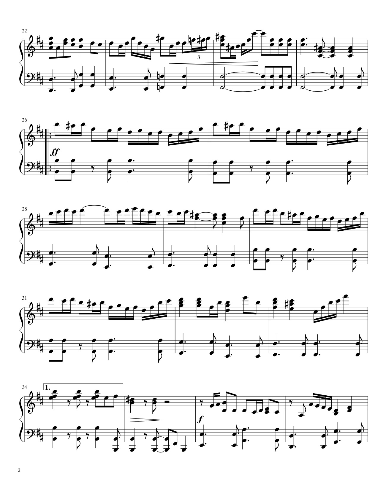 Page 2 of the piano sheet music PDF – Beethoven Virus OST (Passion) Sheet Piano by Vũ Dũng