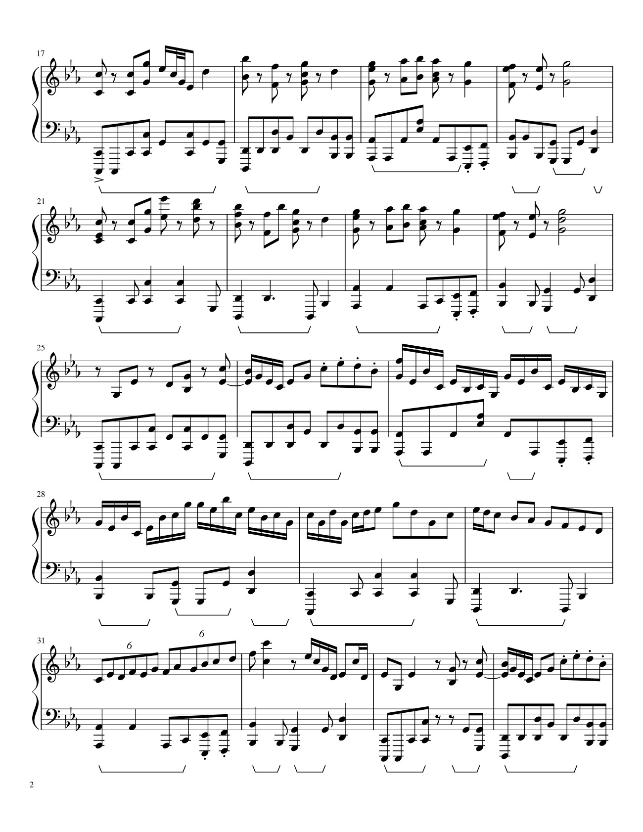 Page 2 of the piano sheet music PDF – Underverse OST - OVERWRITE [XChara's Theme] - NyxTheShield Sheet Piano by Unregistered_user