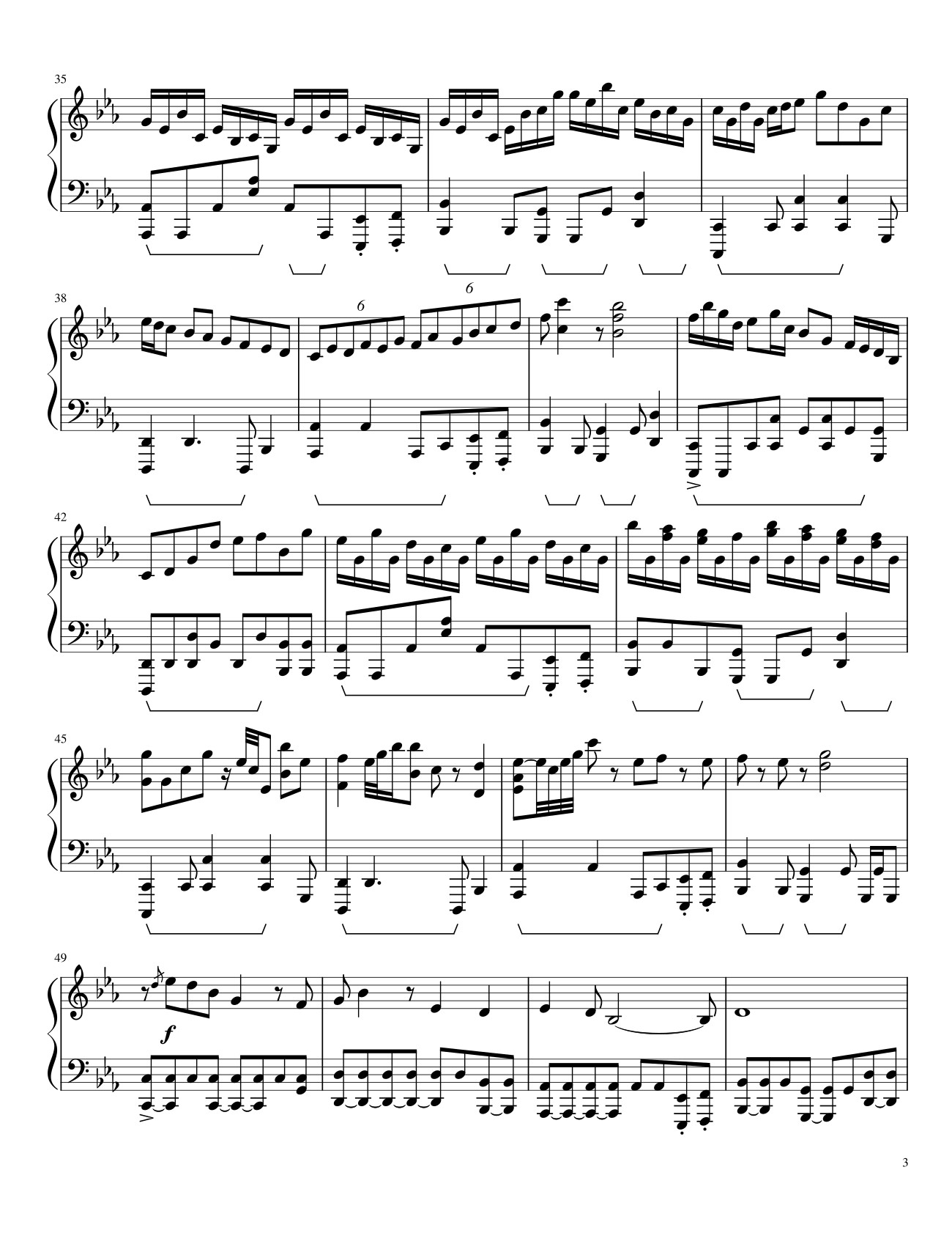 Page 3 of the piano sheet music PDF – Underverse OST - OVERWRITE [XChara's Theme] - NyxTheShield Sheet Piano by Unregistered_user