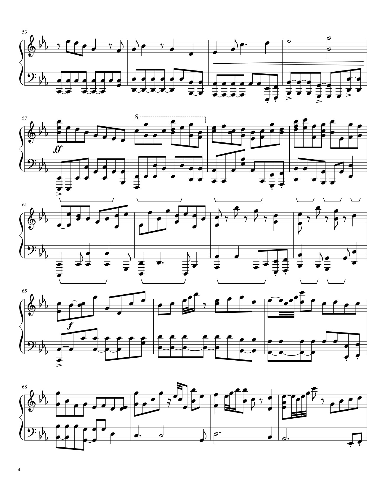 Page 4 of the piano sheet music PDF – Underverse OST - OVERWRITE [XChara's Theme] - NyxTheShield Sheet Piano by Unregistered_user