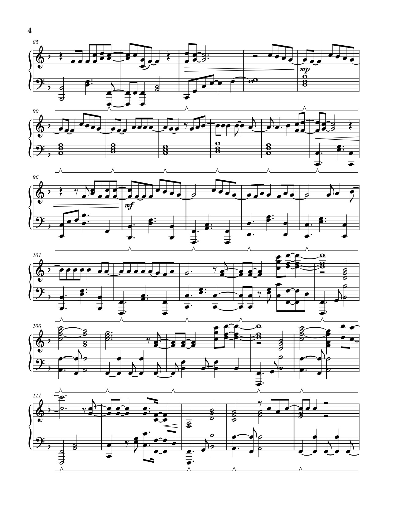 Page 4 of the piano sheet music PDF – Never – Tasha Layton (Solo Piano Arrangement) by Written by Tasha Layton