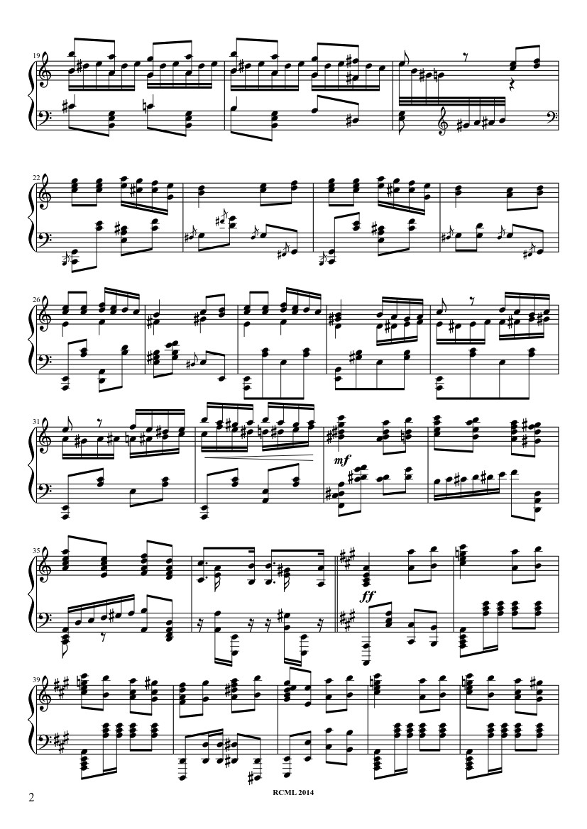 Page 2 of the piano sheet music PDF – Turkish March Sheet Piano by Ravllave