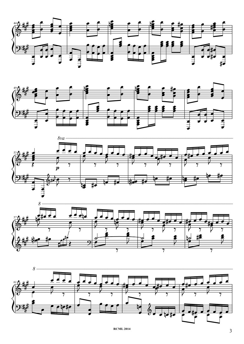 Page 3 of the piano sheet music PDF – Turkish March Sheet Piano by Ravllave