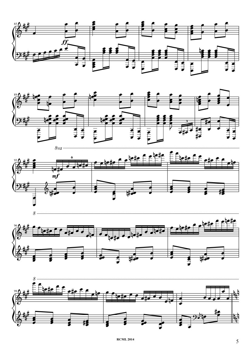 Page 5 of the piano sheet music PDF – Turkish March Sheet Piano by Ravllave