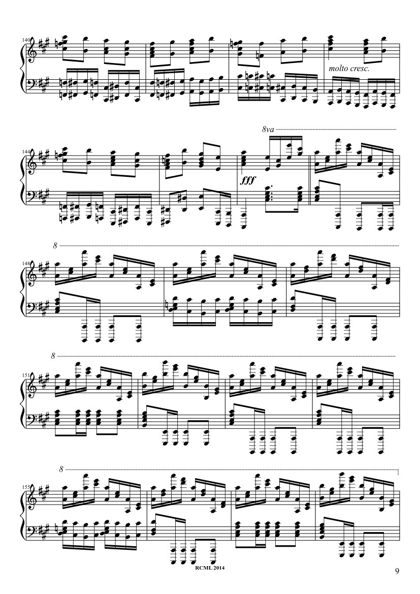Page 9 of the piano sheet music PDF – Turkish March Sheet Piano by Ravllave