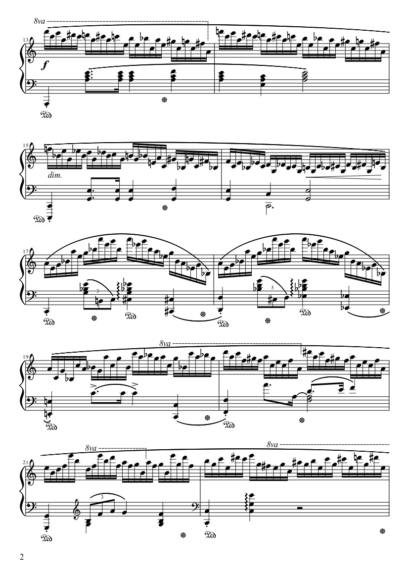 Page 2 of the piano sheet music PDF – Étude Opus 25 No. 11 in A Minor “Winter Wind” Sheet Piano by Frédéric François Chopin