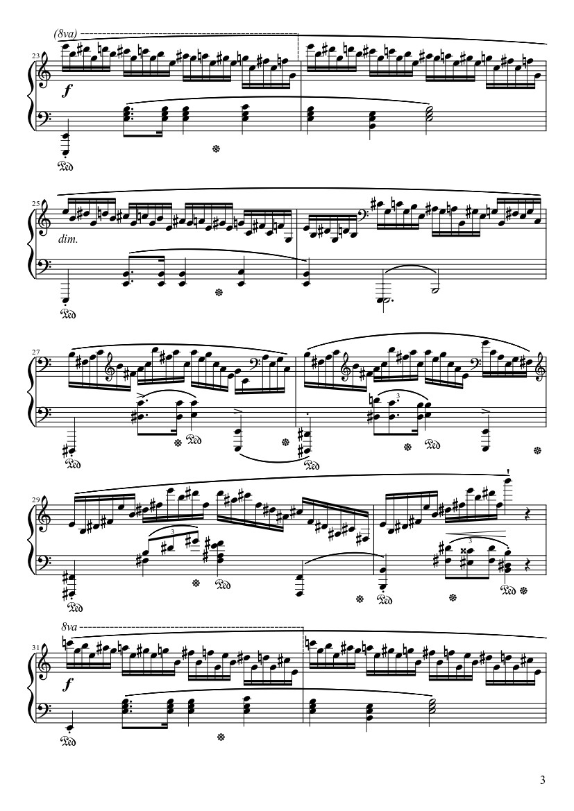 Page 3 of the piano sheet music PDF – Étude Opus 25 No. 11 in A Minor “Winter Wind” Sheet Piano by Frédéric François Chopin