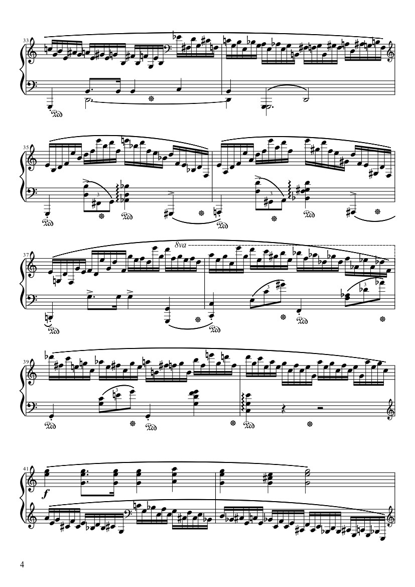 Page 4 of the piano sheet music PDF – Étude Opus 25 No. 11 in A Minor “Winter Wind” Sheet Piano by Frédéric François Chopin