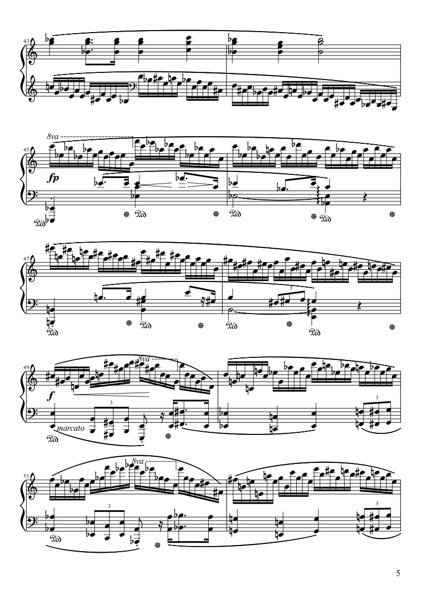 Page 5 of the piano sheet music PDF – Étude Opus 25 No. 11 in A Minor “Winter Wind” Sheet Piano by Frédéric François Chopin