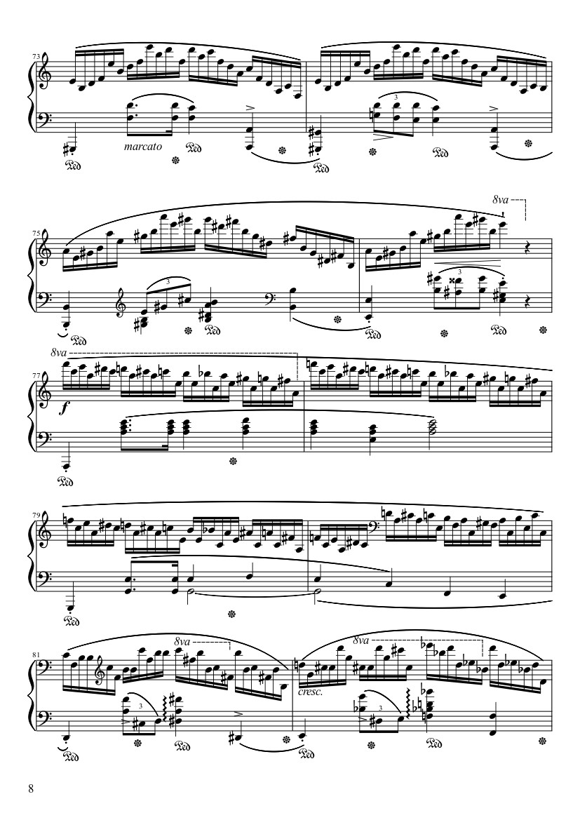 Page 8 of the piano sheet music PDF – Étude Opus 25 No. 11 in A Minor “Winter Wind” Sheet Piano by Frédéric François Chopin