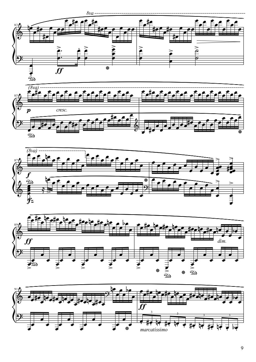 Page 9 of the piano sheet music PDF – Étude Opus 25 No. 11 in A Minor “Winter Wind” Sheet Piano by Frédéric François Chopin