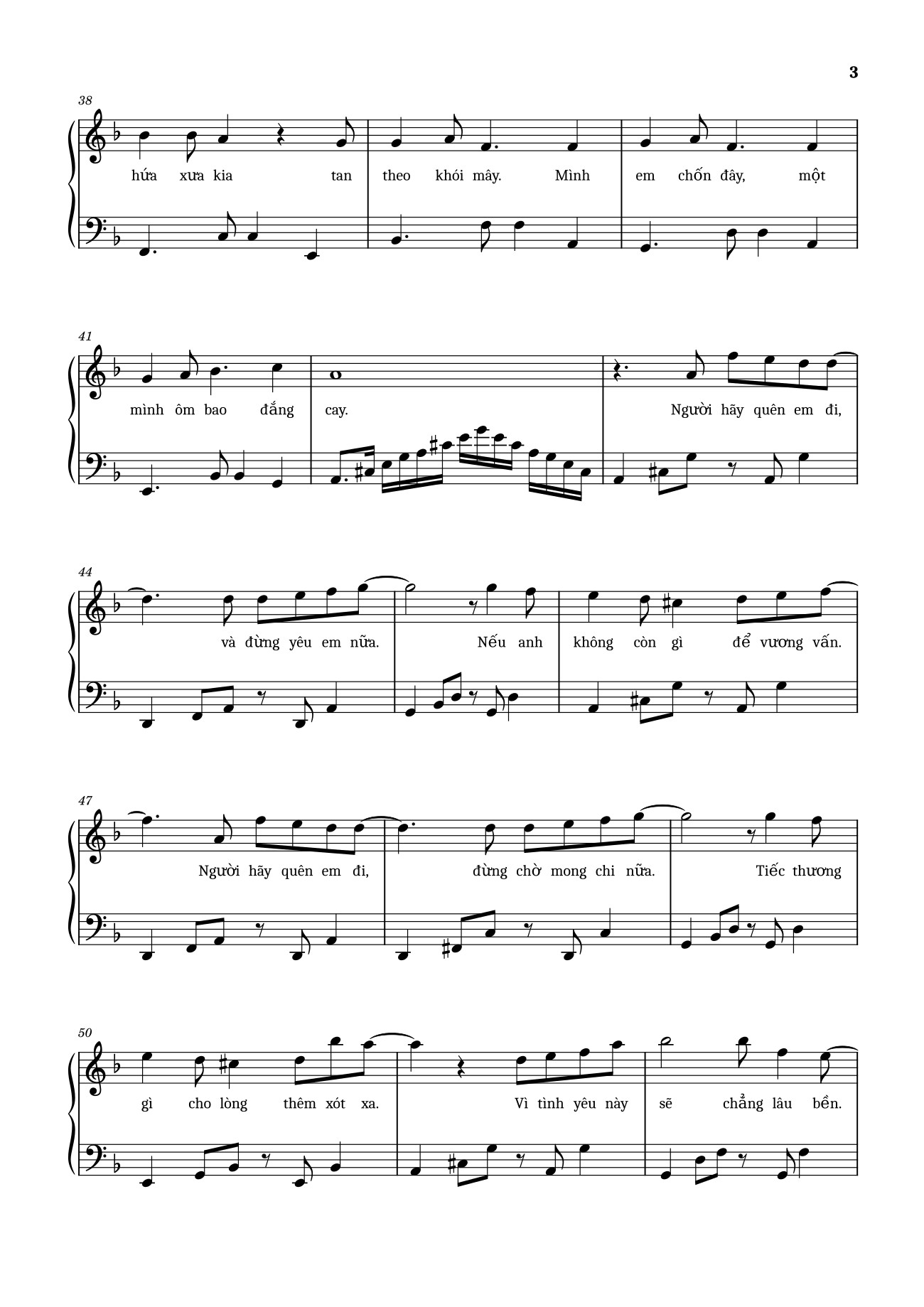 Page 3 of the piano sheet music PDF – Người hãy quên em đi Sheet Piano by Khắc Hưng