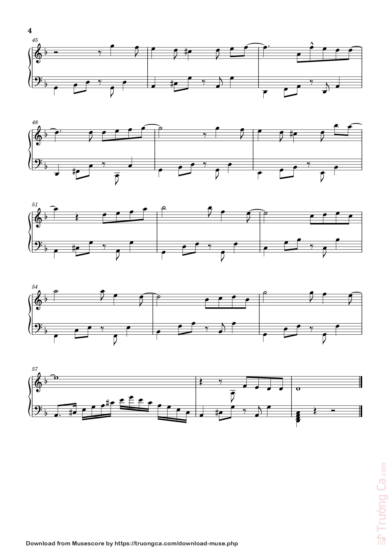 Page 4 of the piano sheet music PDF – NGƯỜI HÃY QUÊN EM ĐI Sheet Piano Easy by KHẮC HƯNG
