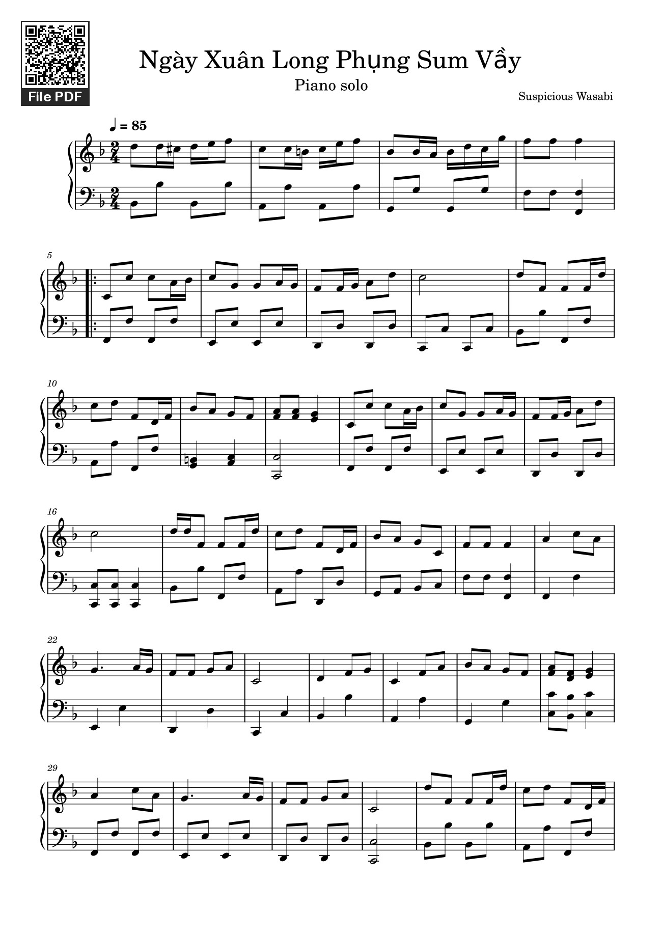 Page 1 of the piano sheet music PDF – Ngày Xuân Long Phụng Sum Vầy Sheet Piano by Bích Phương