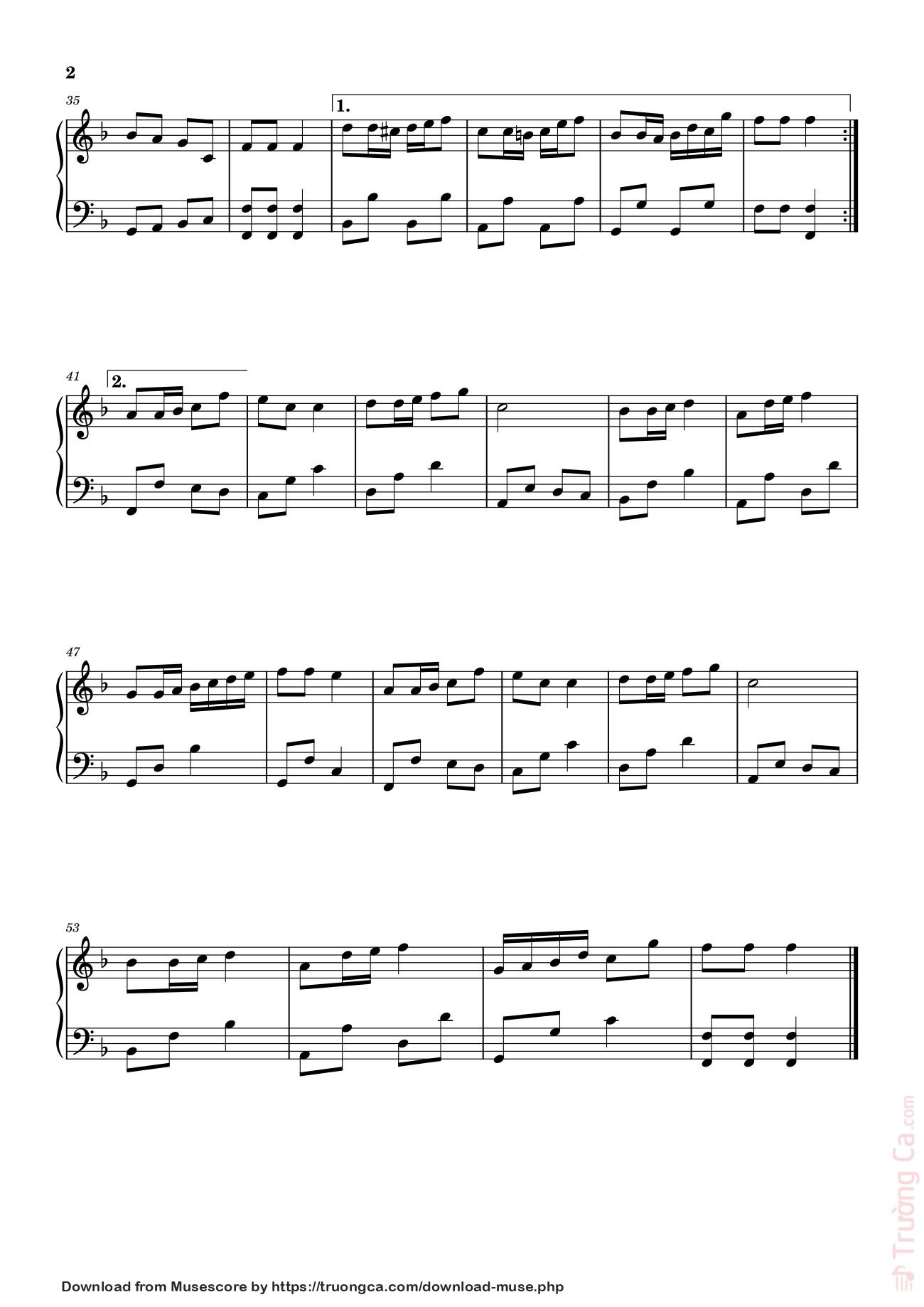 Page 2 of the piano sheet music PDF – Ngày Xuân Long Phụng Sum Vầy Sheet Piano by Bích Phương