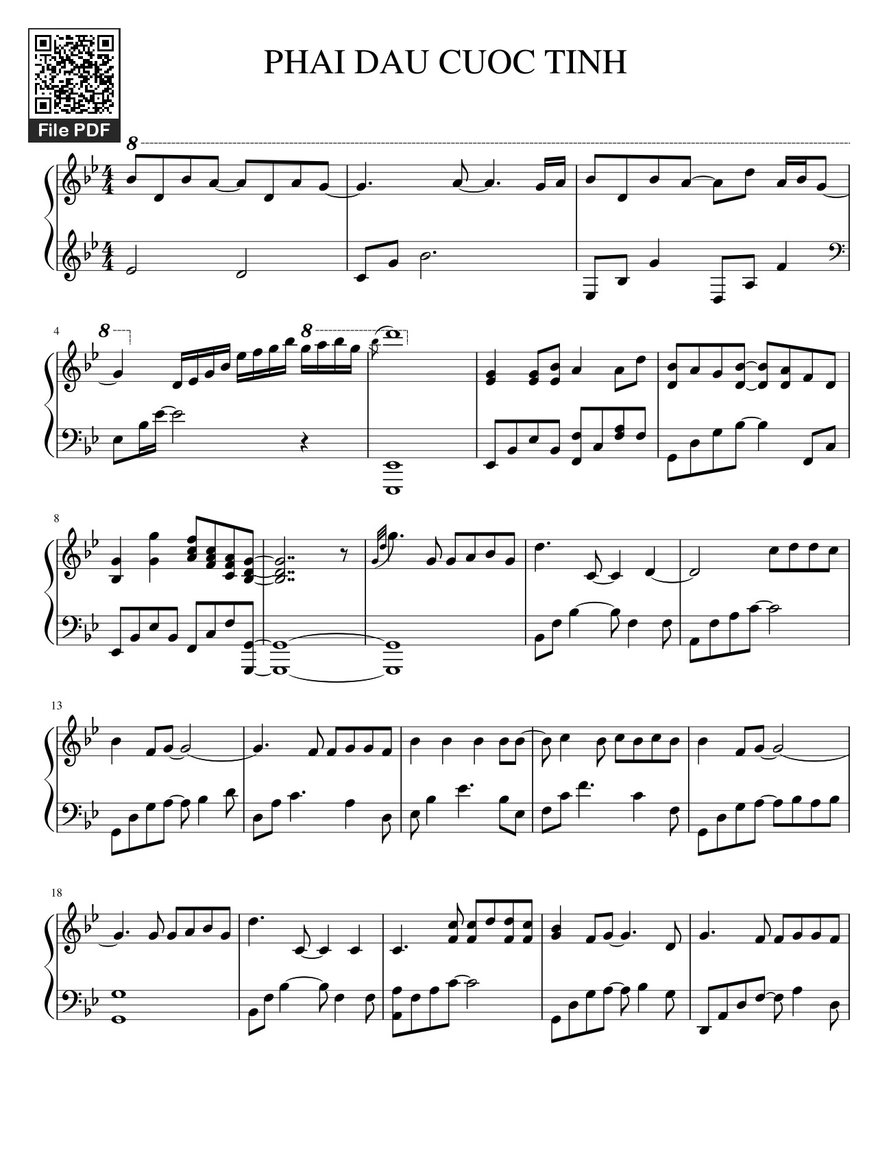 Page 1 of the piano sheet music PDF – Phai Dấu Cuộc Tình Sheet Piano by Nhạc Hoa lời Việt