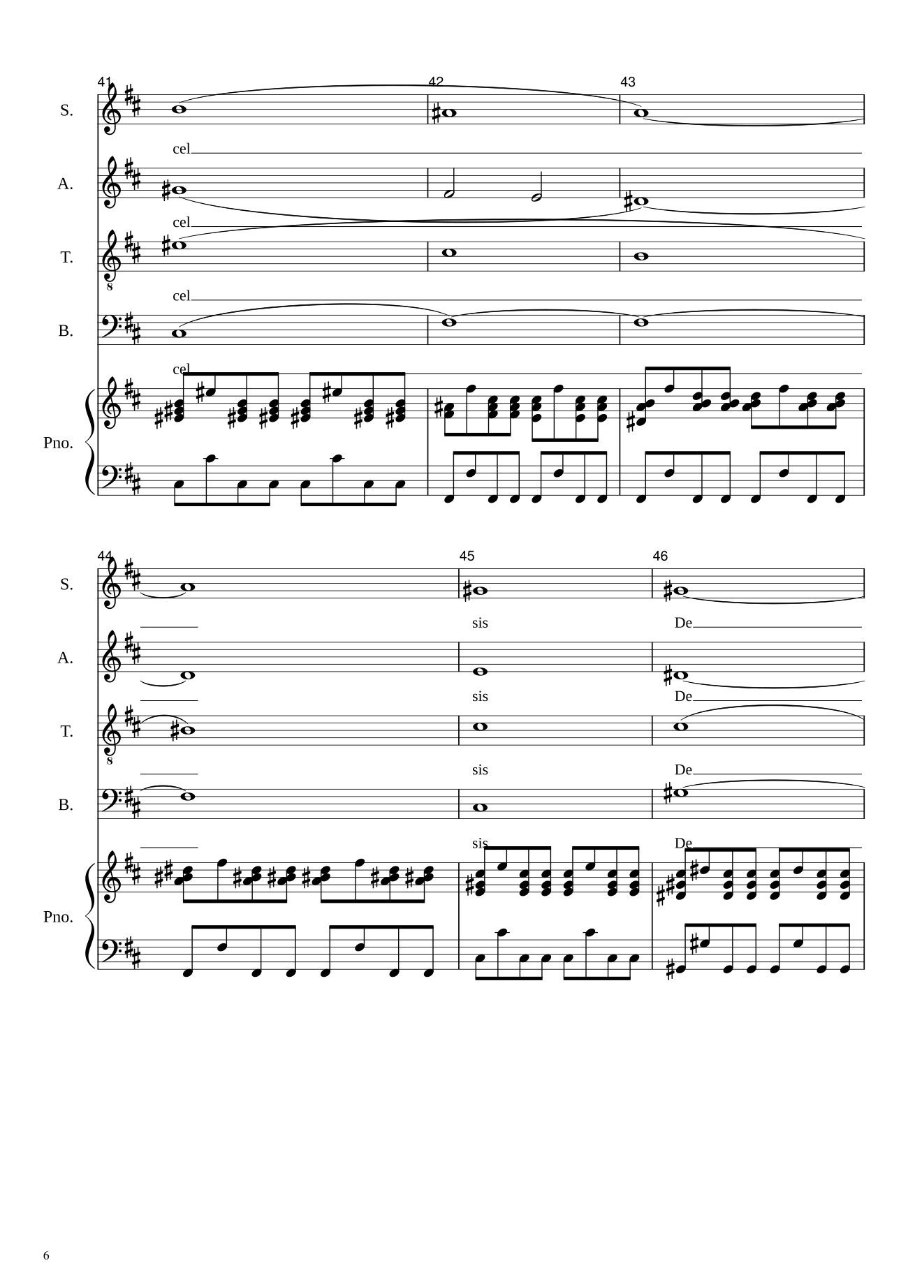 Page 6 of the piano sheet music PDF – Gloria in excelsis Deo (SATB) by Antonio Vivaldi