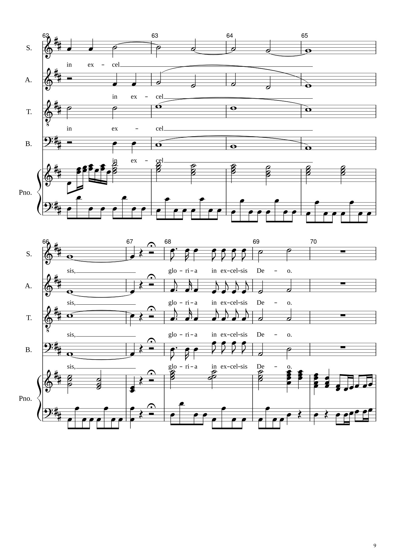 Page 9 of the piano sheet music PDF – Gloria in excelsis Deo (SATB) by Antonio Vivaldi