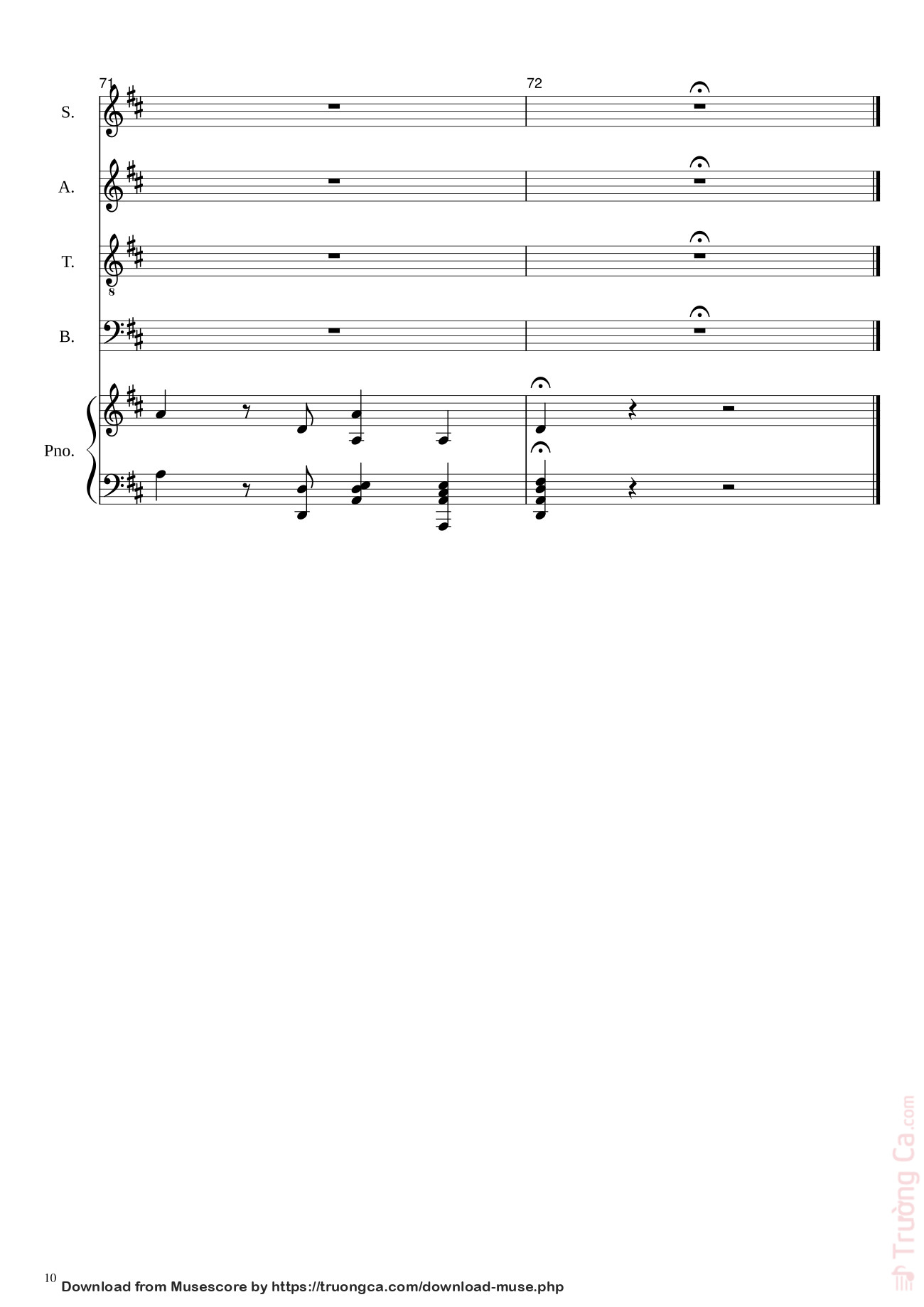 Page 10 of the piano sheet music PDF – Gloria in excelsis Deo (SATB) by Antonio Vivaldi