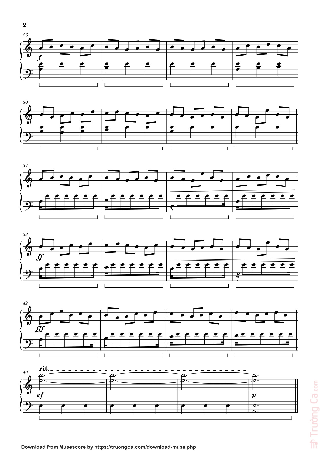 Page 2 of the piano sheet music PDF – Interstellar by Hans Zimmer