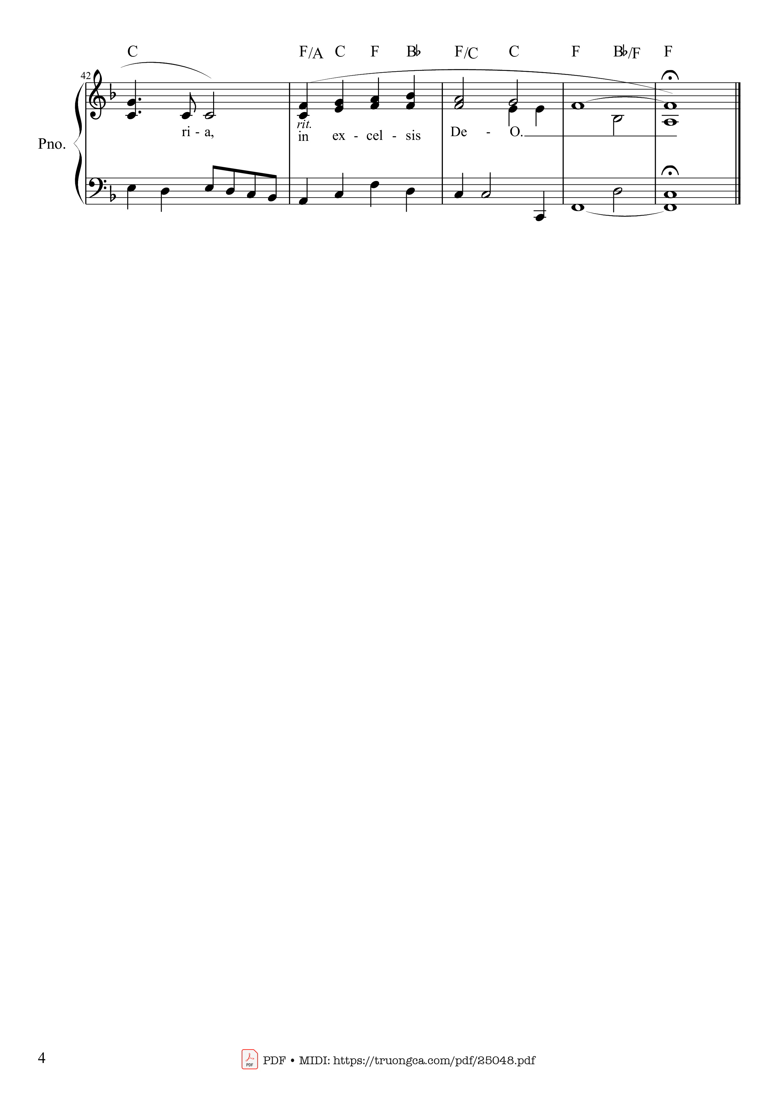 Page 4 of the piano sheet music PDF – Angels We Have Heard On High Sheet Piano by Traditional