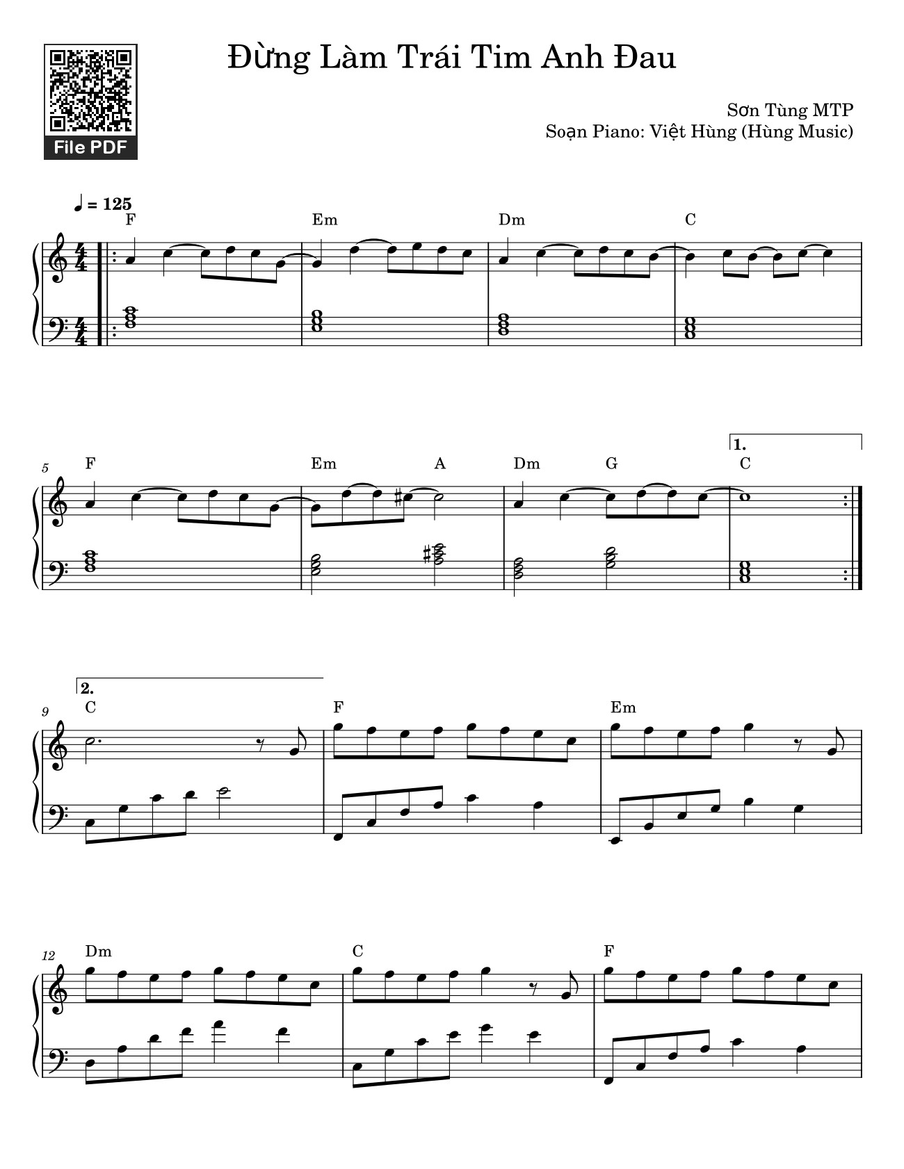 Page 1 of the piano sheet music PDF Piano – Đừng Làm Trái Tim Anh Đau Sheet Piano by Sơn Tùng MTP 