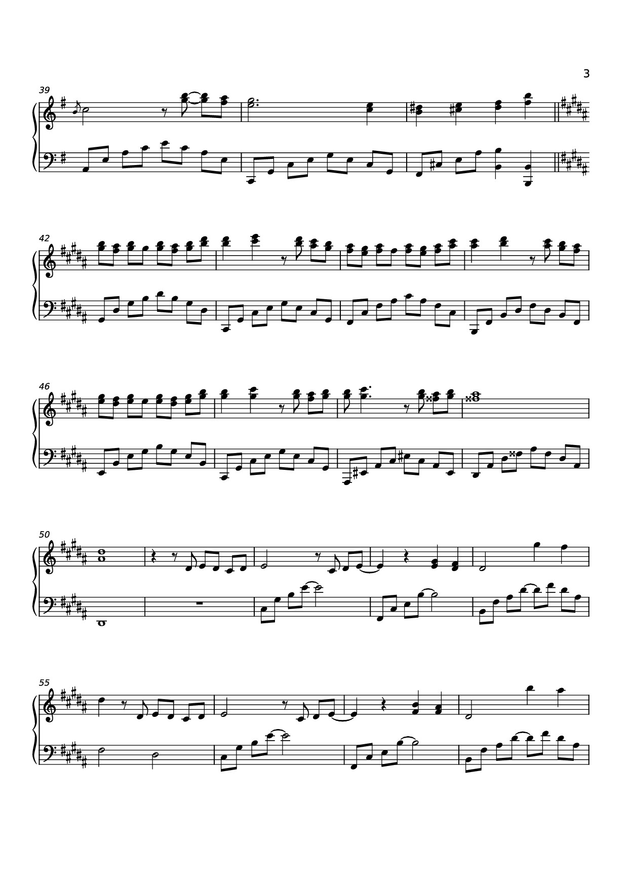 Page 3 of the piano sheet music PDF – 你离开的村落 Sheet Piano by 原唱：吴铁飞、徐波