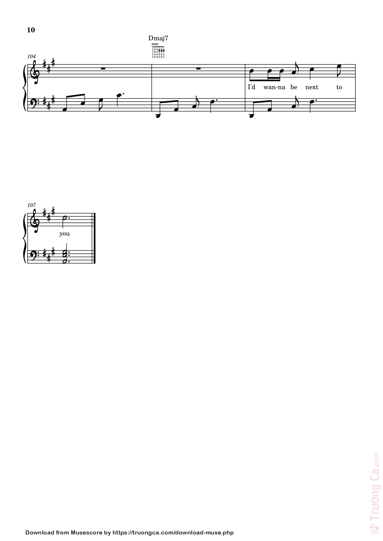 Page 10 of the piano sheet music PDF – Die With A Smile - Bruno Mars And Lady Gaga Sheet Piano by Unregistered_user
