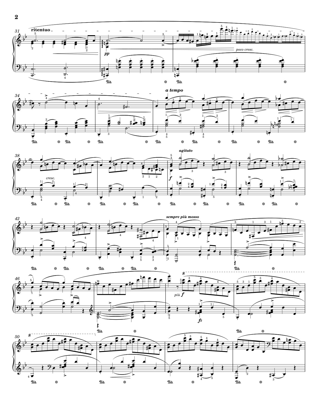 Page 2 of the piano sheet music PDF – Ballade No I by Chopin