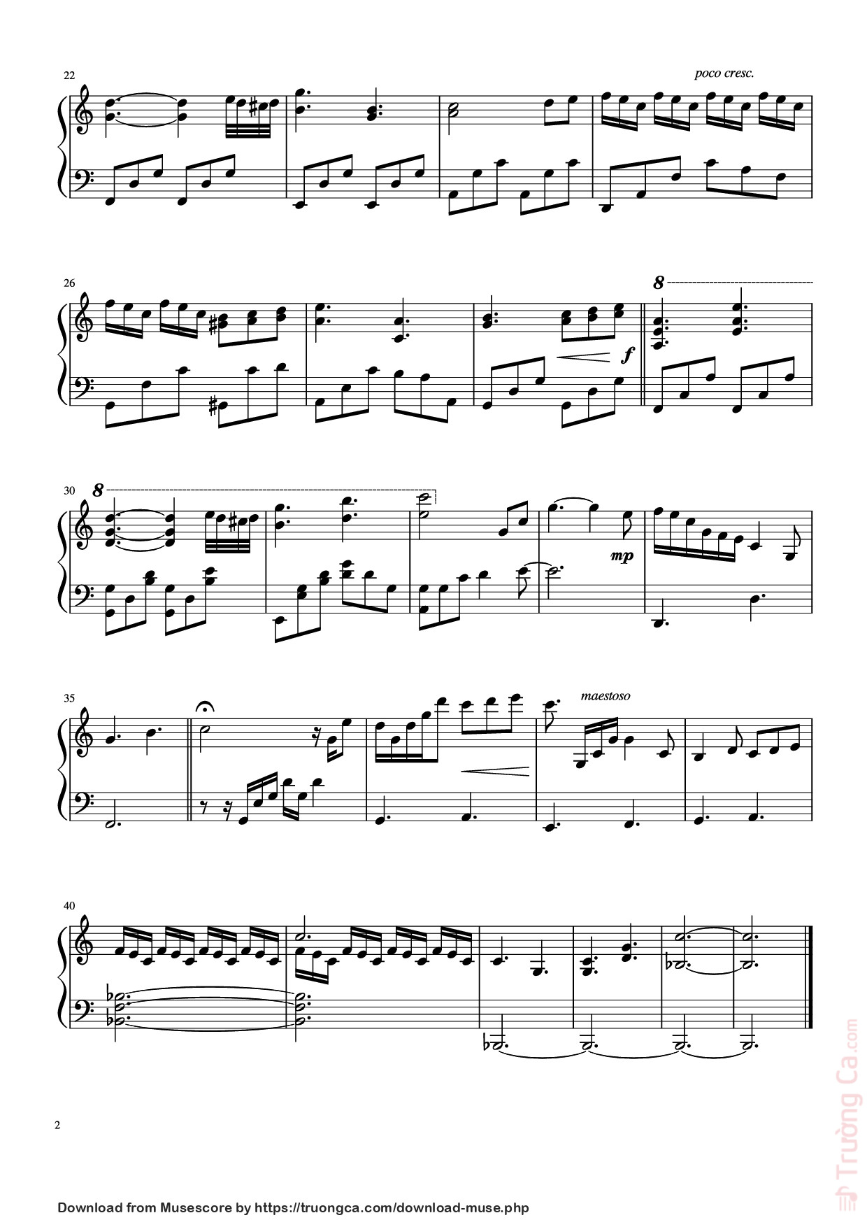Page 2 of the piano sheet music PDF – My Lie Sheet Piano by Masaru Yokoyama