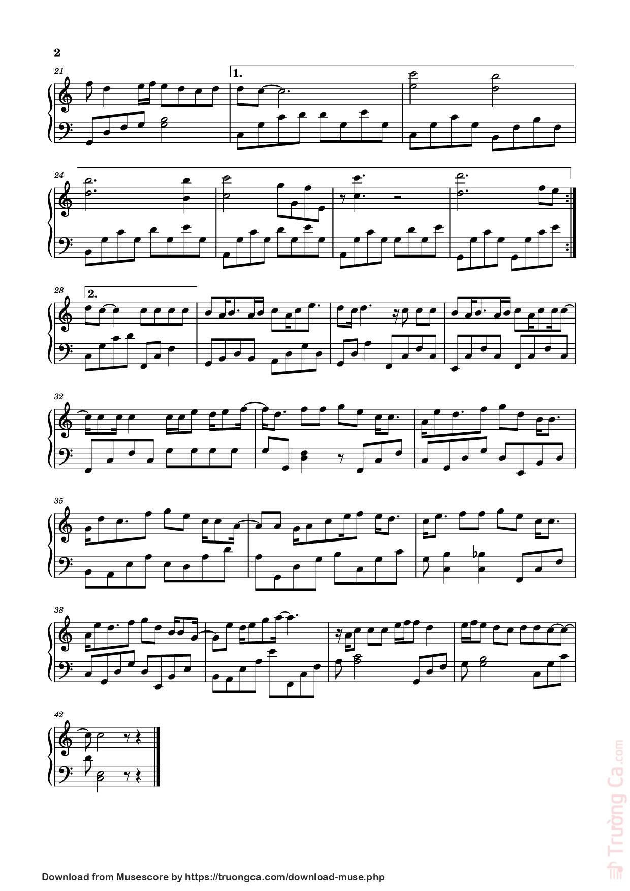 Page 2 of the piano sheet music PDF Piano – Những lời hứa bỏ quên Sheet Piano by Suspicious Wasabi