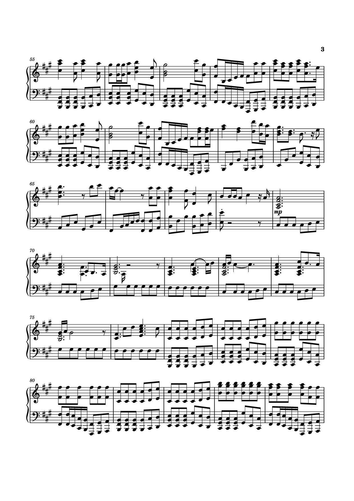 Page 3 of the piano sheet music PDF Piano – Die with a smile Piano by Moull