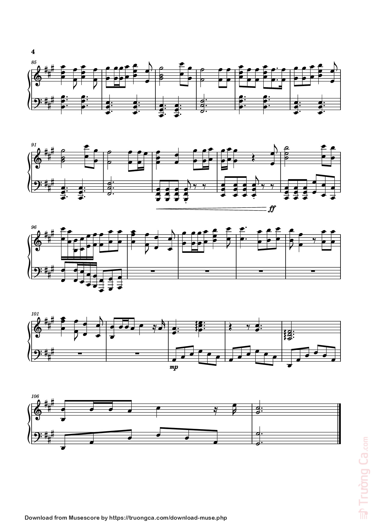 Page 4 of the piano sheet music PDF Piano – Die with a smile Piano by Moull
