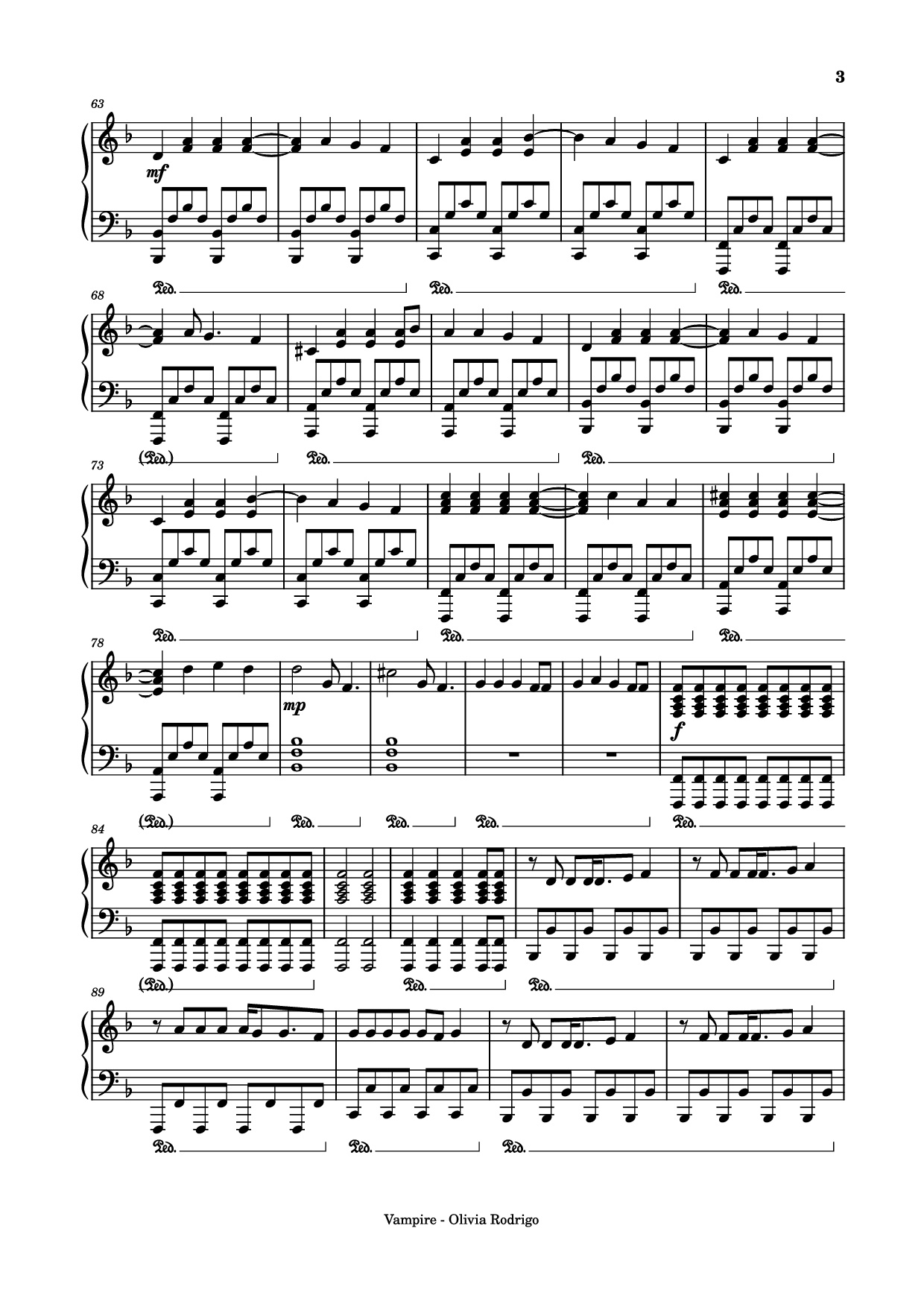 Page 3 of the piano sheet music PDF Piano – Vampire Piano by Olivia Rodrigo