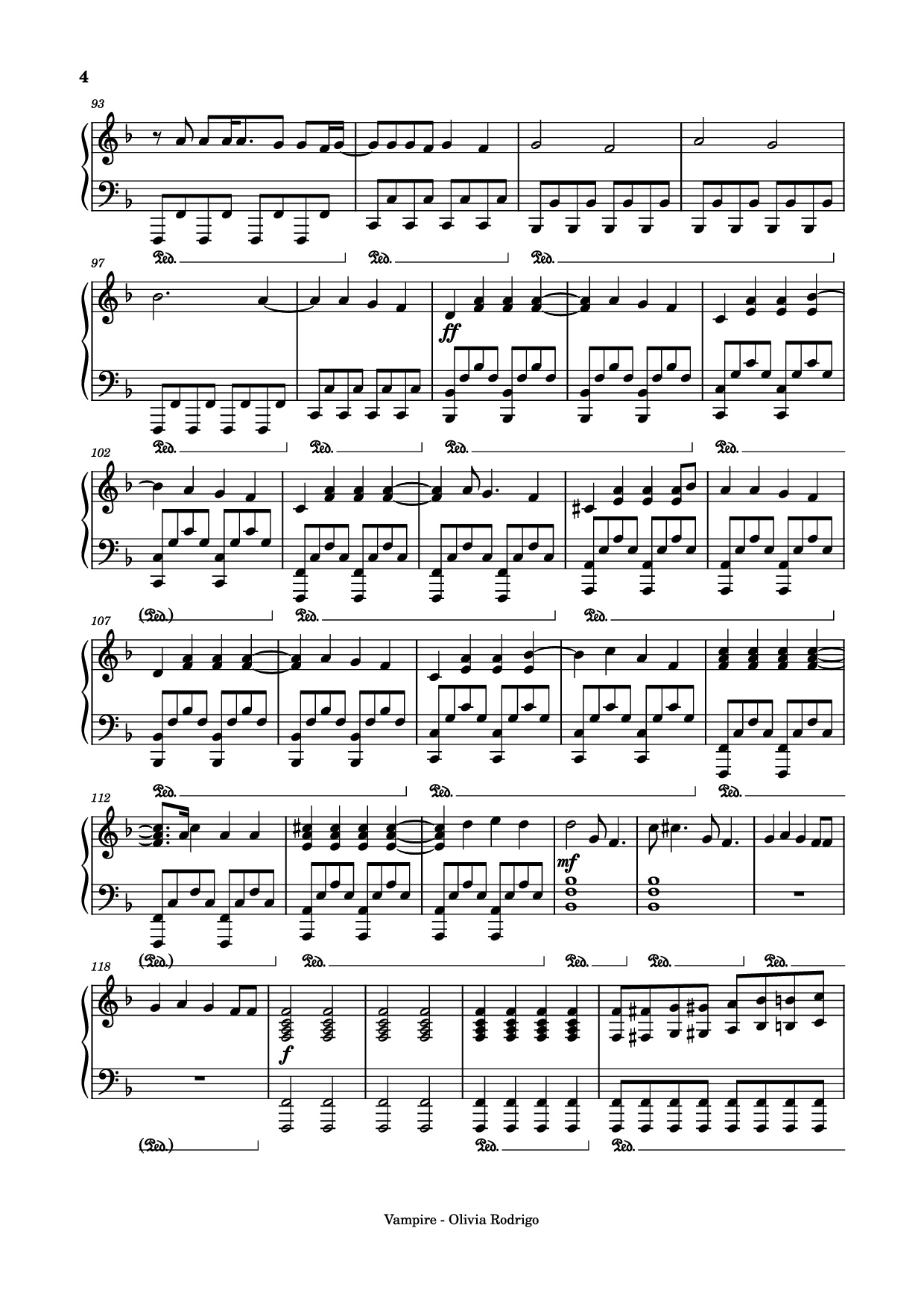Page 4 of the piano sheet music PDF Piano – Vampire Piano by Olivia Rodrigo