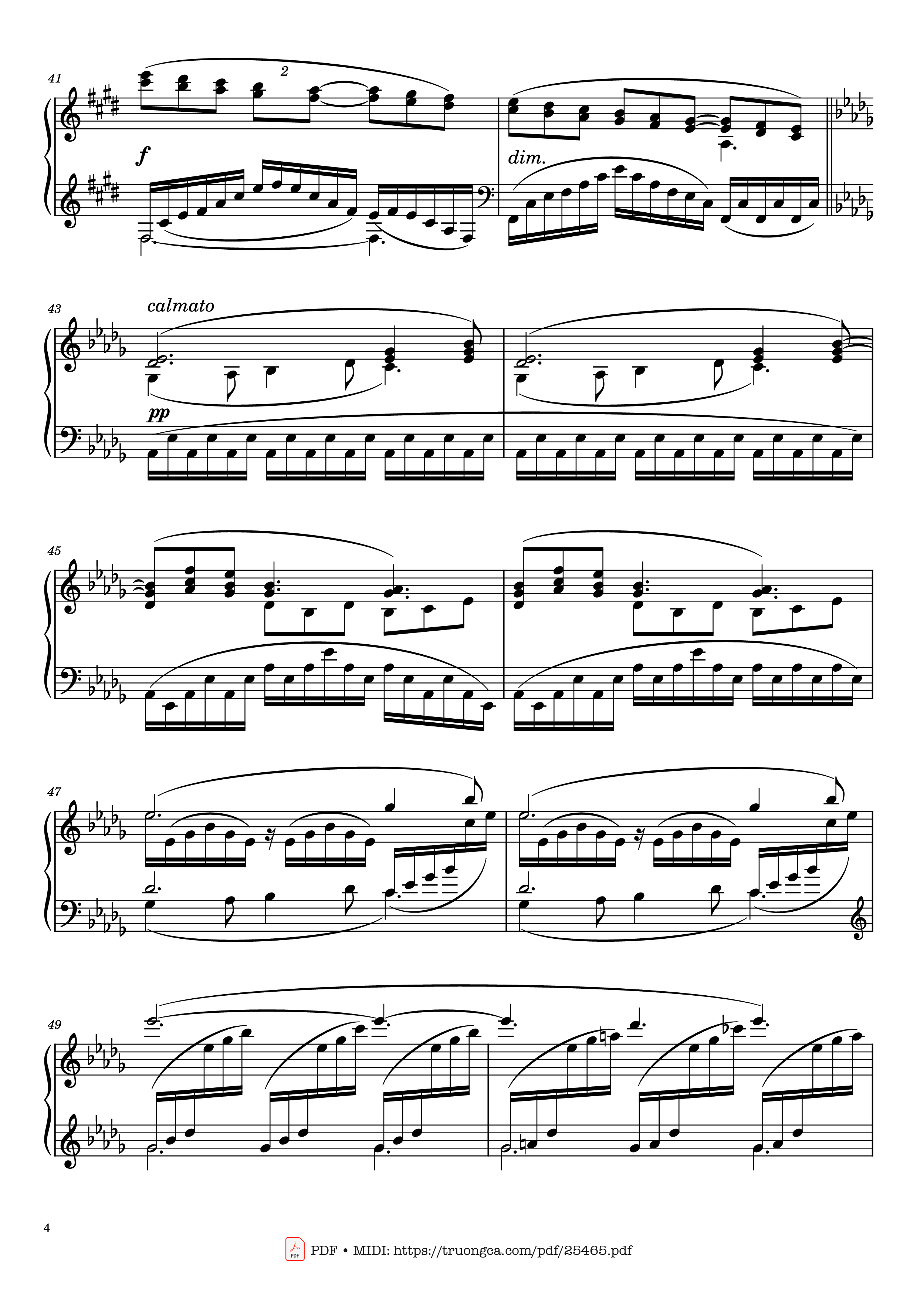 Page 4 of the piano sheet music PDF Piano – Clair de Lune Piano by Claude Debussy