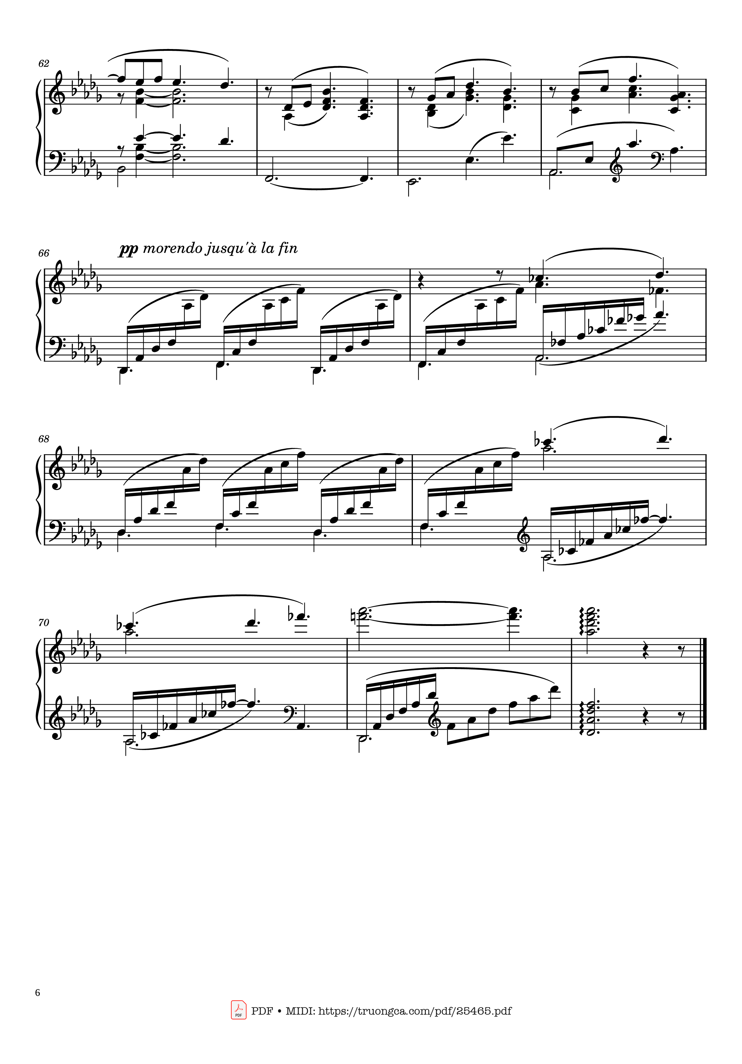 Page 6 of the piano sheet music PDF Piano – Clair de Lune Piano by Claude Debussy