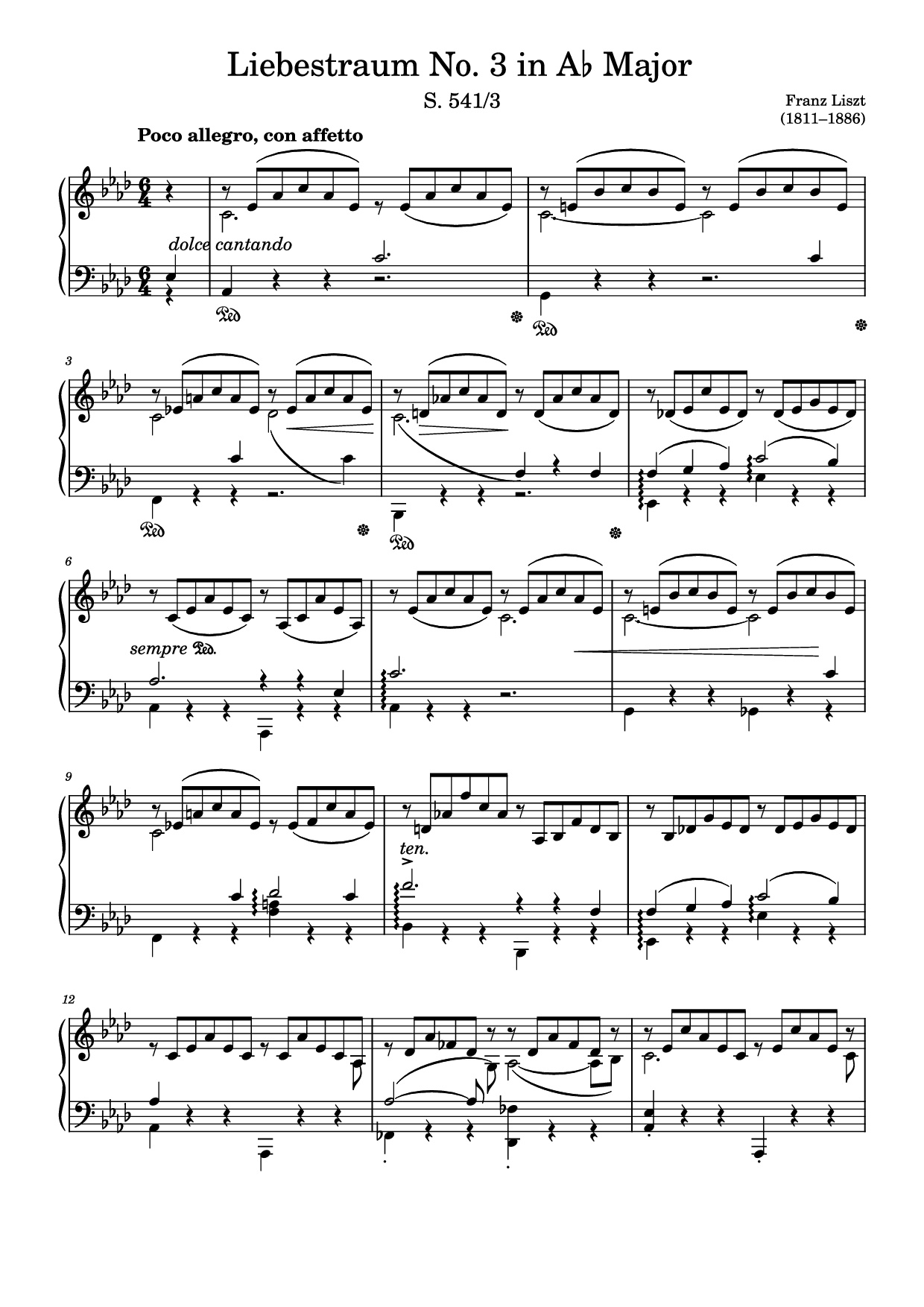 Page 1 of the piano sheet music PDF Piano – Liebestraum No. 3 in A♭ Major Piano by Franz Liszt