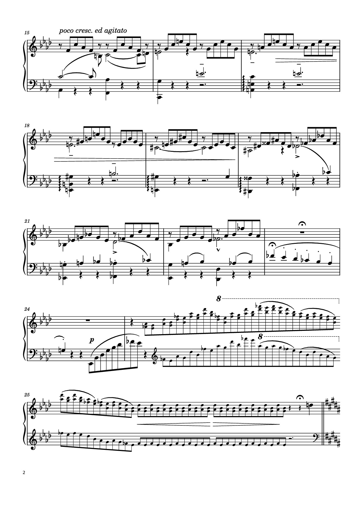 Page 2 of the piano sheet music PDF Piano – Liebestraum No. 3 in A♭ Major Piano by Franz Liszt