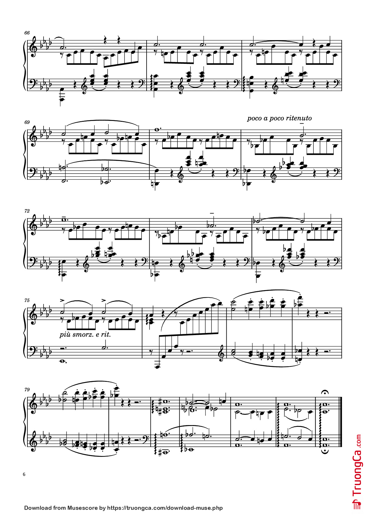 Page 6 of the piano sheet music PDF Piano – Liebestraum No. 3 in A♭ Major Piano by Franz Liszt