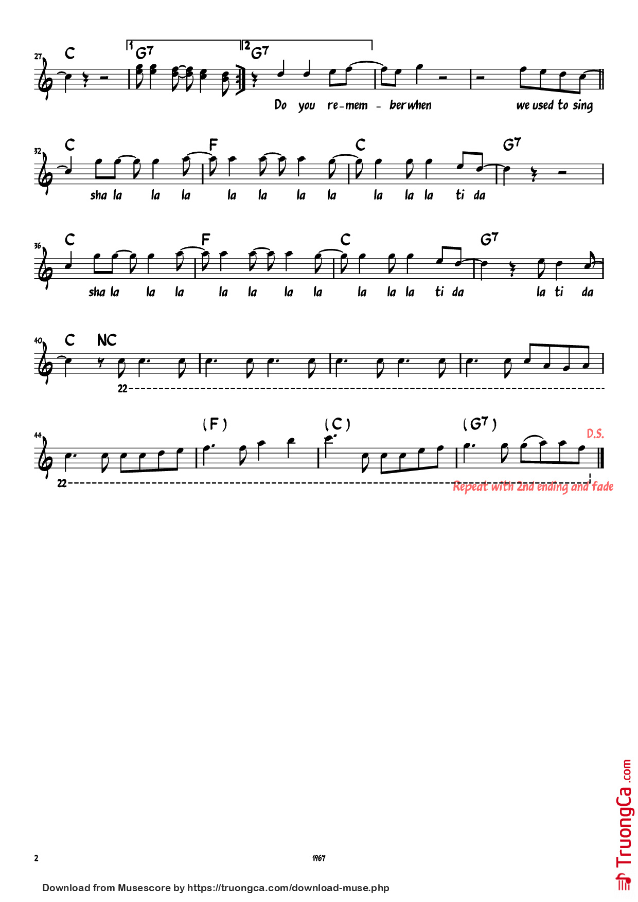 Page 2 of the piano sheet music PDF Piano – Brown Eyed Girl Piano by Van Morrison