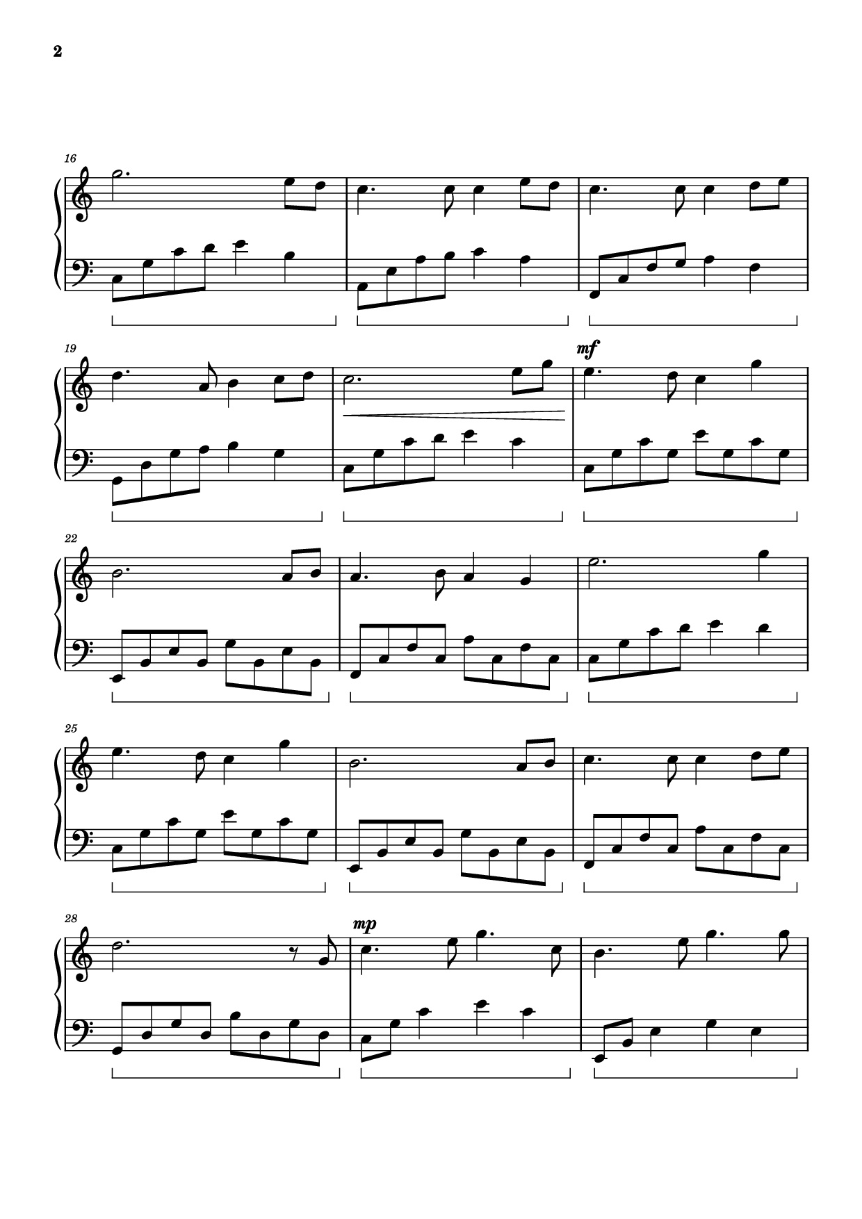 Page 2 of the piano sheet music PDF Piano – Ánh trăng nói hộ lòng tôi Piano by Dinh Quang Duc