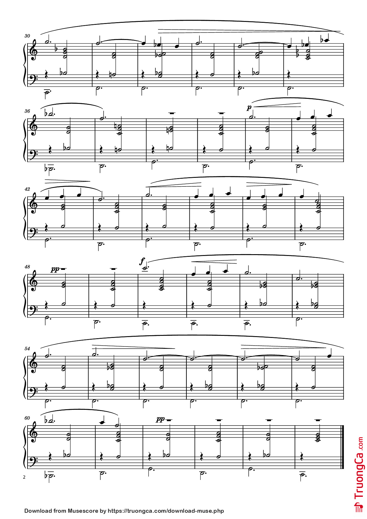 Page 2 of the piano sheet music PDF Piano – Gymnopédie No. 2 Piano by Erik Satie